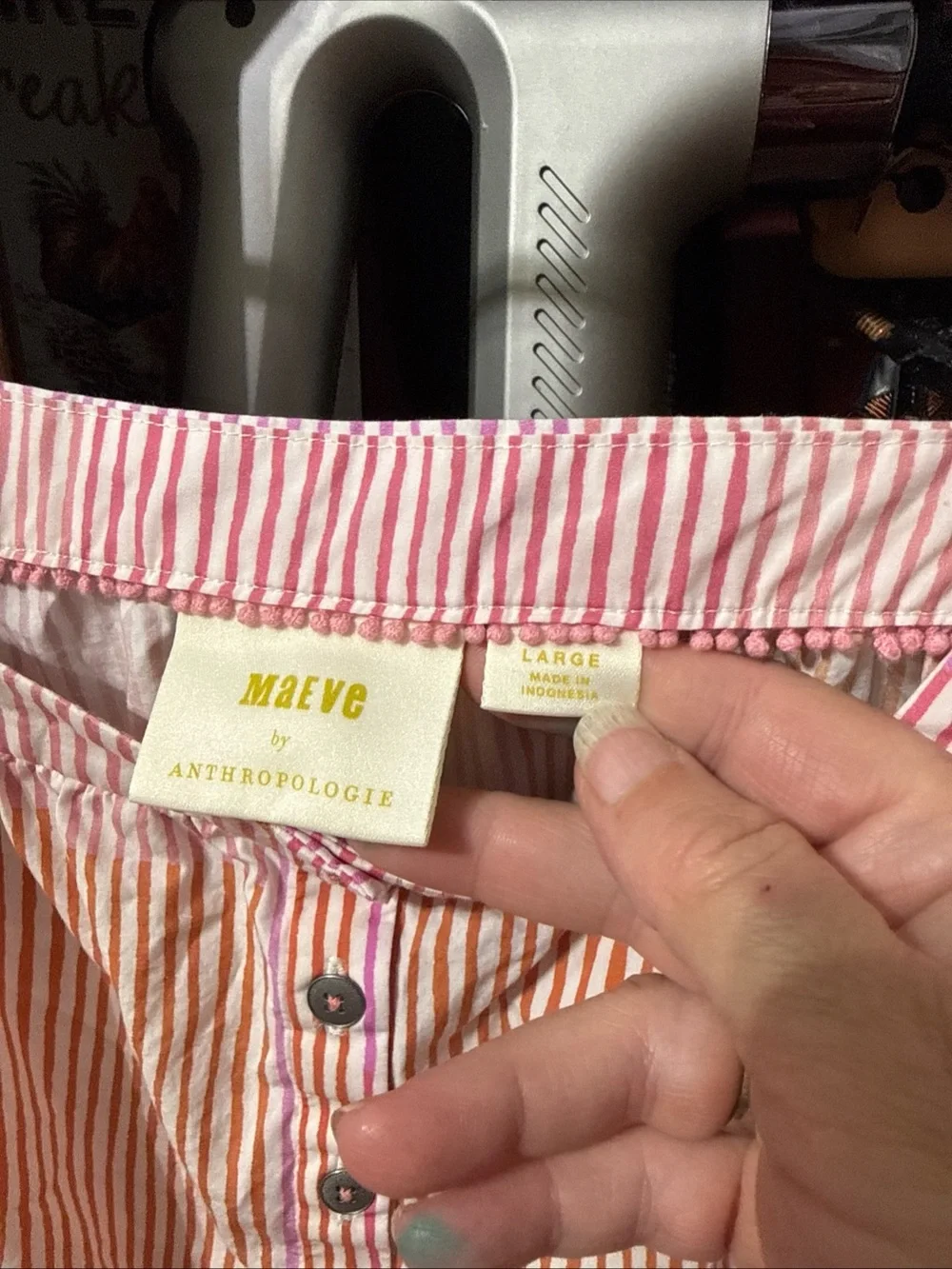 maeve anthropologie Pink And White Striped Shirt Size large  Peasant Flowy